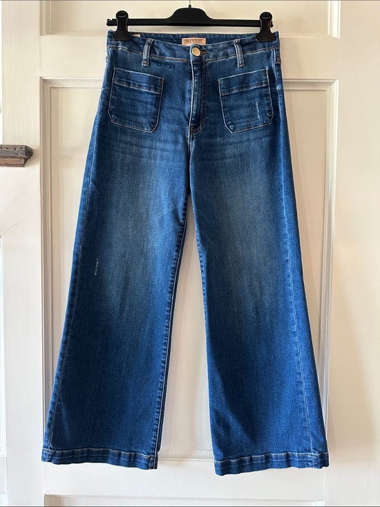 Kut from the Kloth Denim - Kut from the Kloth Wide-Leg cropped Indigo Patch-Pocket Jeans